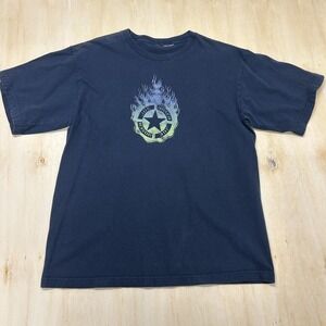 Y2K Joe Boxer Flame Star Logo Shirt Mens Large Black Flames Tee T-Shirt Top